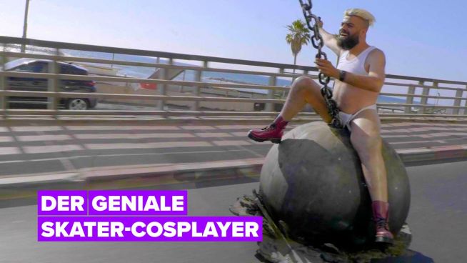 Dieser Cosplayer vereint seine Leidenschaft mit dem Skateboard-Fahren